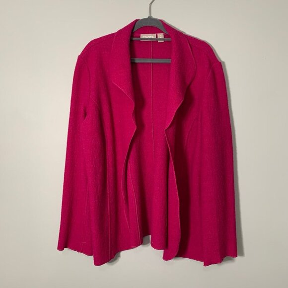 Chico's pink 100% boiled wool long sleeve open front cardigan sweater jacket - Picture 1 of 10